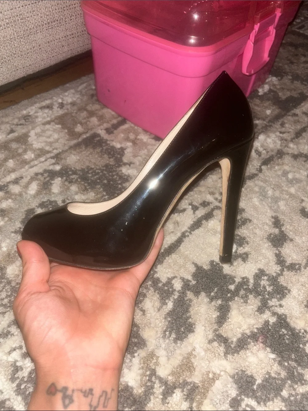Giorgio Armani Black Peep-Toe High Heels Y2K